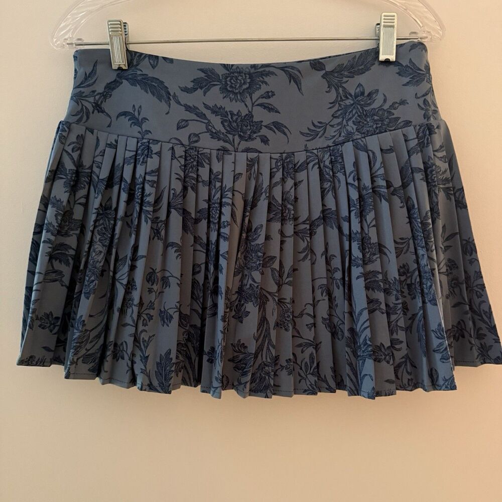 Laura Ashley Blue Floral Pleated Skirt Shorts Cottagecore Women's Size L NWT